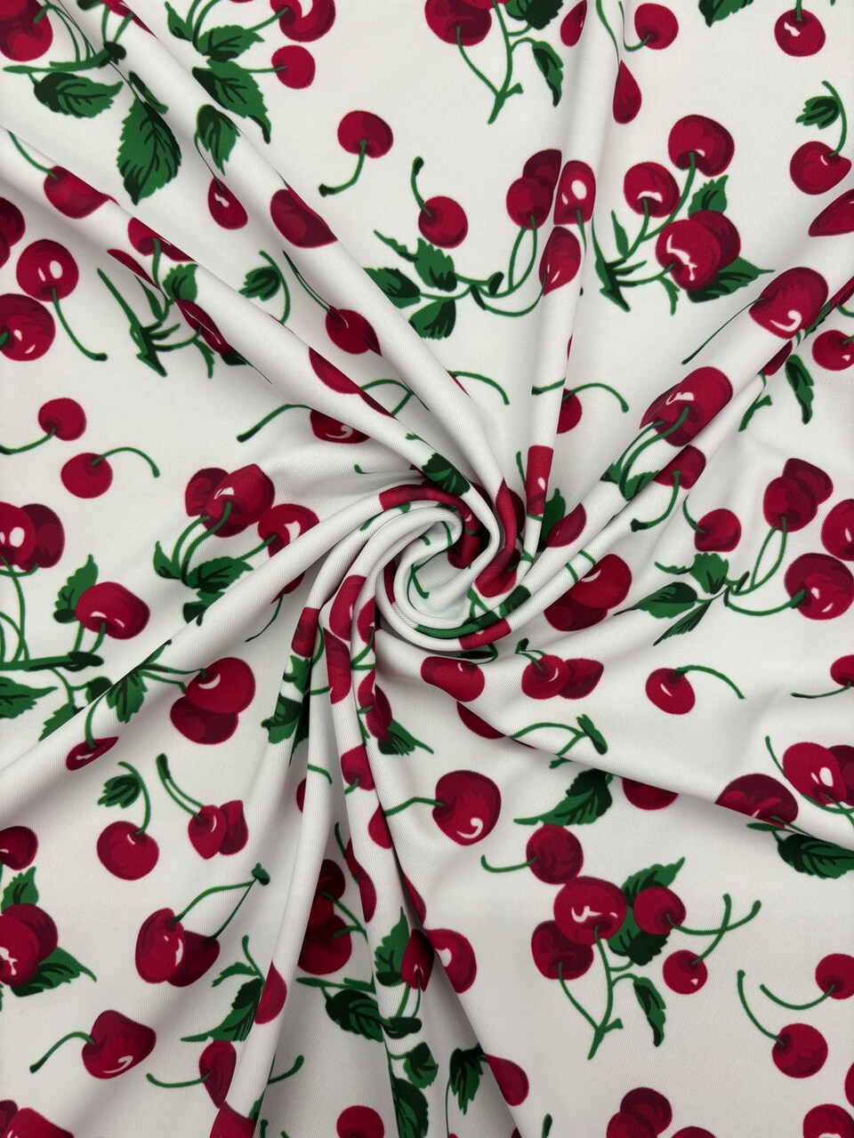 1 Yard Cherry Print Stretch Spandex Fabric for Swimwear and Costumes 58/60 Inches Wide